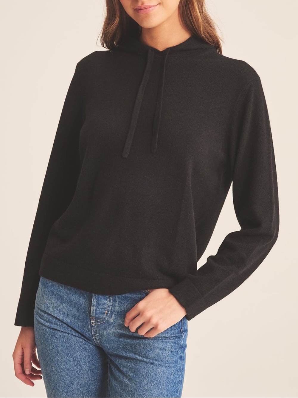 Cashmere Black Hooded Sweater